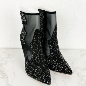 NWT Express Black Sheer Rhinestone Heels Sz 6.5